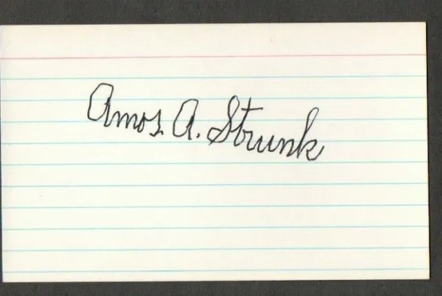 Amos Strunk 3x5 signed auto autographed index note card A's Red Sox