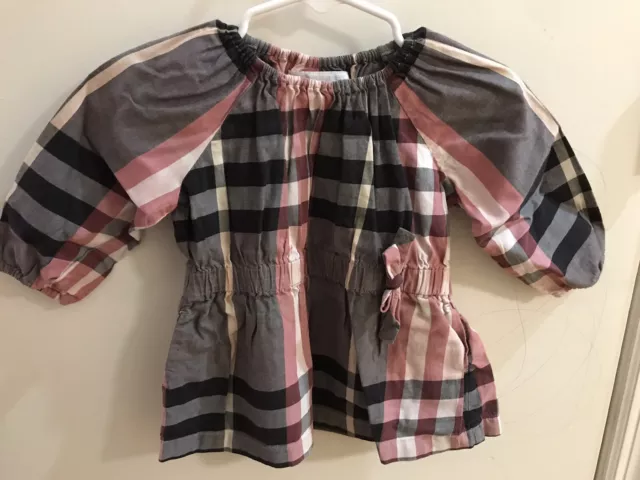 Robe à manches longues pour bébés filles à carreaux roses Burberry pour enfants « Kadyann » taille 9 mois 3