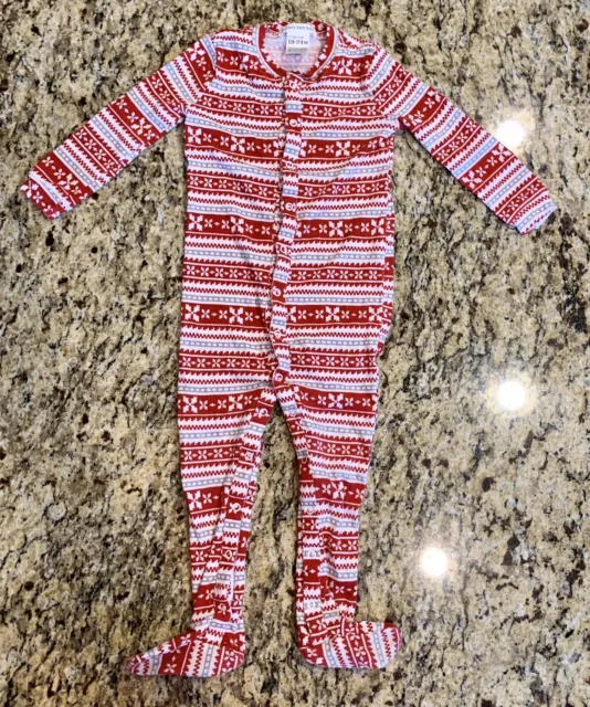 Pottery Barn Kids Infant Baby Unisex Christmas Pajamas Outfit 18-24 Months EXC!