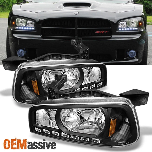 FIT 20062010 DODGE Charger Black LED Headlights w/Corner Lamps 06 07