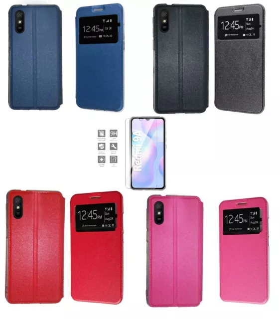 Funda Xiaomi Redmi 9A / 9AT  LIBRO VENTANA + PROTECTOR CRISTAL FULL GLUE