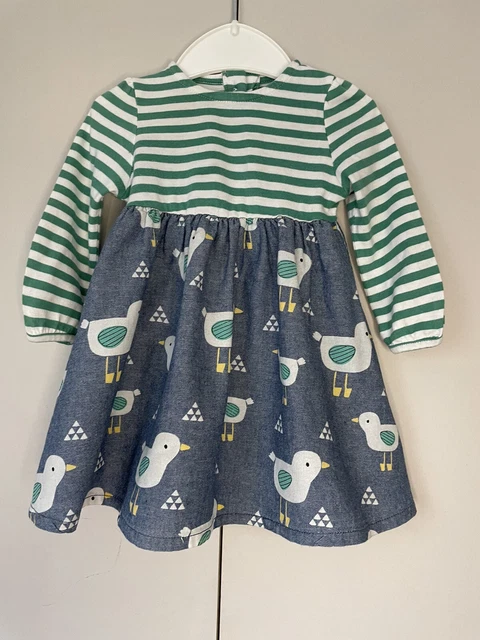 Gonna Chambray abito bambina John Lewis età 3-6 mesi maglia top e stampa uccellino