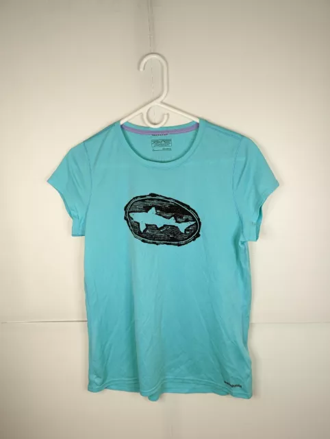 Patagonia Fore Runner T-Shirt Womens L Short Sleeve Turquoise Dogfish Head