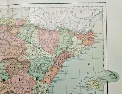 1894 Vintage SPAIN & PORTUGAL Atlas Map Antique Encyclopedia Britannica Pages 3