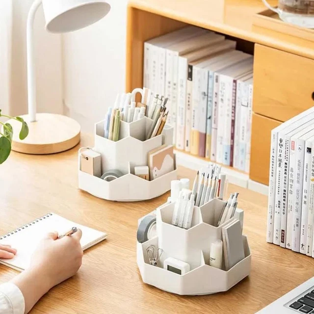 Large Capacity Rotary Pen Holder Storage Box Work Learning Stationery Storage D8