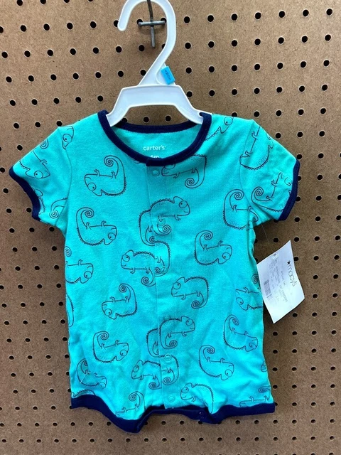 Carters Baby Boy Or Girl One Piece. Cotton, Blue, Snap Up Romper, Knit, 6 Months