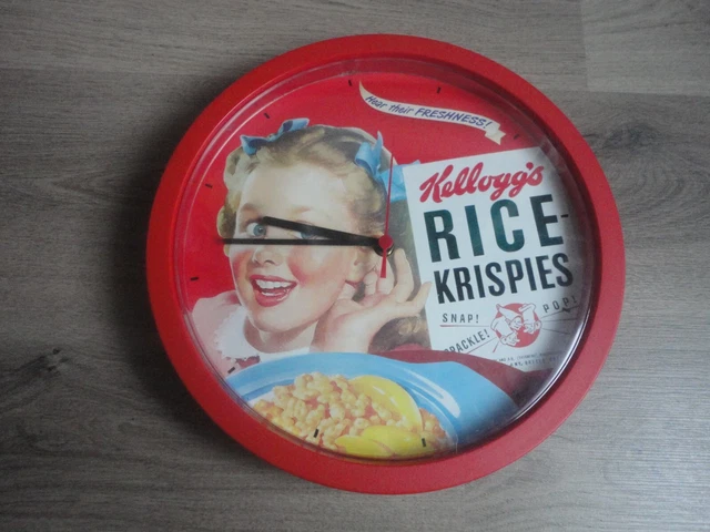 ancienne horloge murale publicitaire KELLOGG'S - kelloggs rice krispies vintage