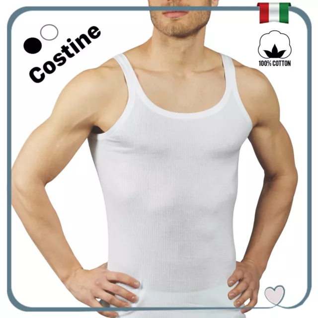 Canotta A COSTINE uomo intima in cotone 100% Canottiera spalla stretta intimo da