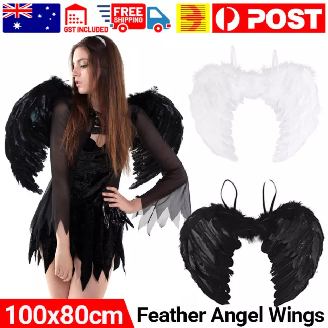 Large Size Feather Wings Angel Fairy Adults Kids Fancy Dress Costume Halloween