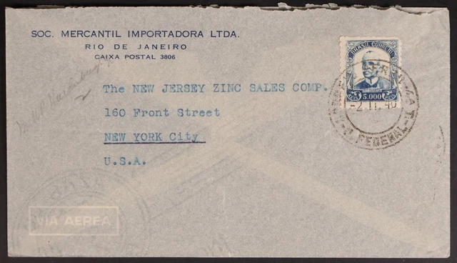 Mayfairstamps Brazil 1940 Rio De Janeiro to New York city airmail Cover aag_4473
