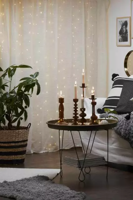 LED Drahtvorhang 200 LEDs silber 10 Stränge 1 x 2m Innenbereich