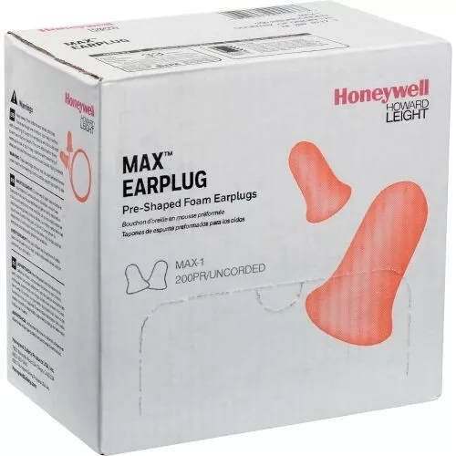 Howard Leight Max 1 Disposable Earplugs No Cord 200 Pair Orange