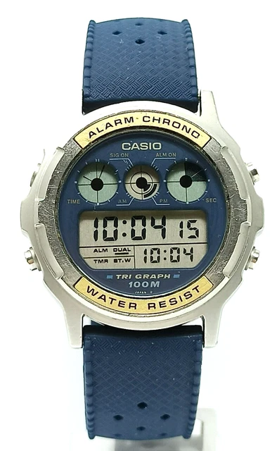 OROLOGIO CASIO TGW-100 tri graph alarm chrono vintage watch 90's clock ...