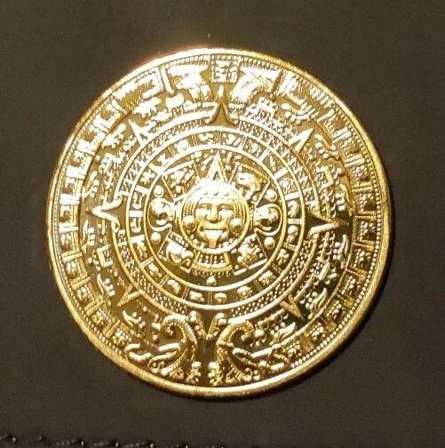 Maya-Langzeit-Kalender - Prophezeiung, 40 mm, vergoldet, mit Maya-Kunst. Neu!