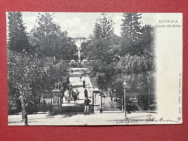 Cartolina - Catania - Entrata Villa Bellini - 1904