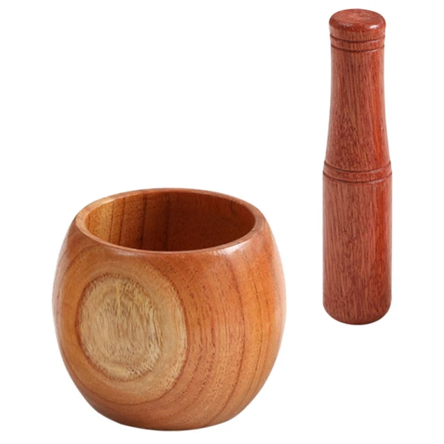 Mortaio In Legno Naturale - Fatto A Mano In Italia, 14x13 Cm, Per Spezie Ed Erbe