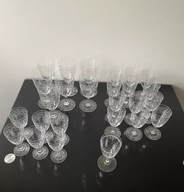 ancien service de verres en cristal grave baccarat st louis XIXe siècle