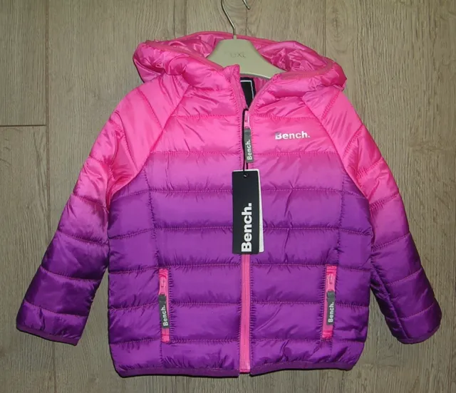 BNWT BENCH Girls Pink Fade Puffer Jacket Coat Age 18-24 Months NEW RRP £54.99