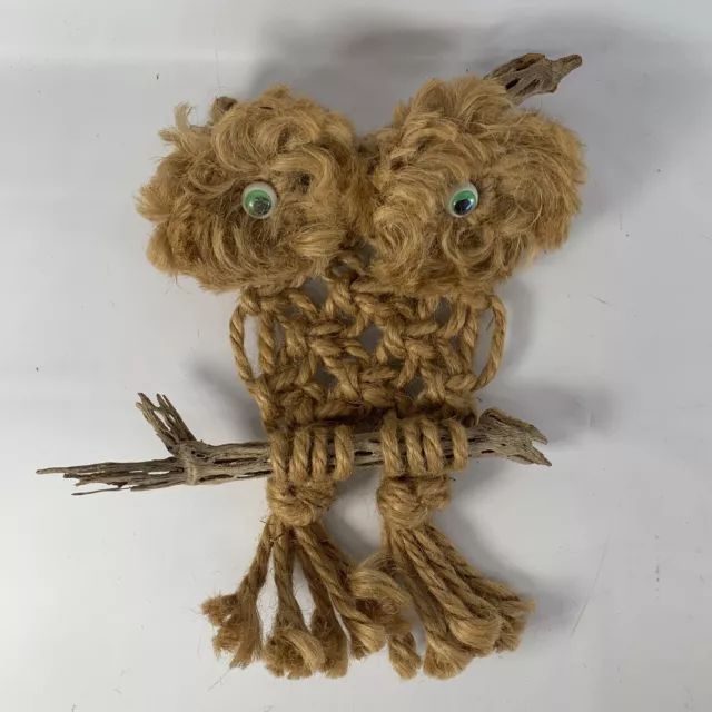 Macrame Owl Wall Hanging MCM Boho Natural Jute Wood Tree Branch