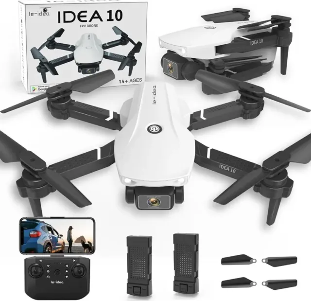 IDEA10 Drone para Niños O Iniciacion Cámara Foto/video, Plegable  con 2 Baterías