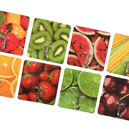 Hooks for kitchen and bathroom (for ceramic and glass) Fruit background design