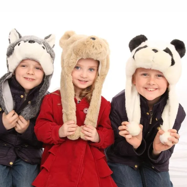 Childrens Fleece Lined Furry Animal Hat ~ Husky, Panda or Bear