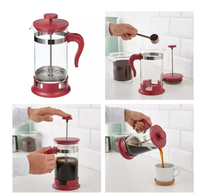 UPPHETTA French press coffee maker, glass, stainless steel, Height: 9  Diameter: 4 - IKEA