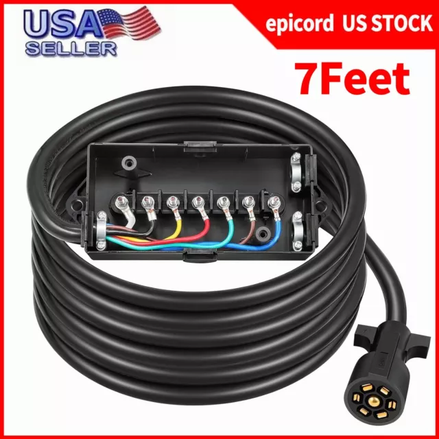 Epicord 7ft 7 Way Trailer Plug Weatherproof Trailer Wiring Harness