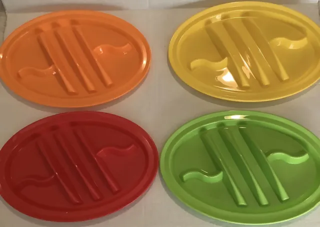 4 bandejas de plástico multicolores Taco compartimentos divididos laterales tapas