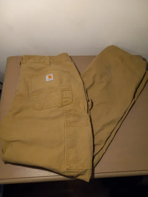 Boys Carhartt Pants Size 12 Brown Carpenter Dungaree Duck Outdoor Canvas