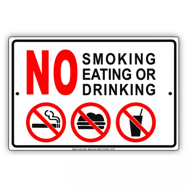 No Smoking Eating Or Drinking Wall Art Decor Novelty Aluminum Metal Sign