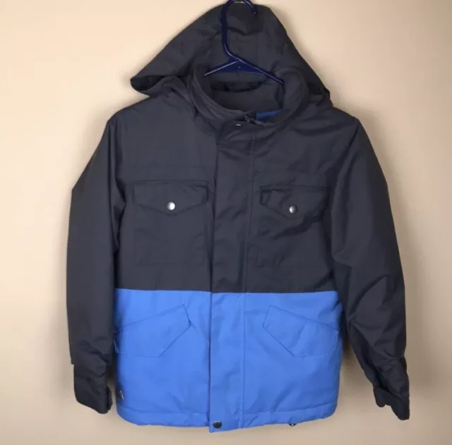 Burton Boys’ Gray Blue Winter Snow Hooded Jacket Sz S 7 / 8
