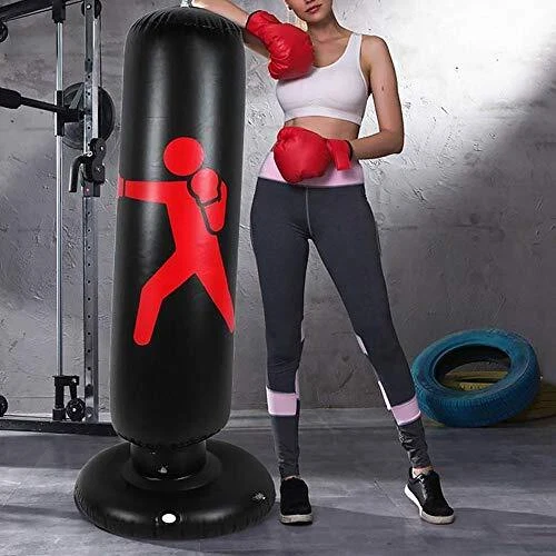 Sac de Boxe Gonflable,Sac de Frappe Boxe sur Pied, Fitness de Boxe  autoportant Tour Stand Fitness Target Sac, Punching Formation Tumbler Sac  pour