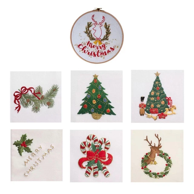 Kit Point De Croix Noël En Bois - 4 étoiles à Broder - Fournitures Complètes Pour Débutants