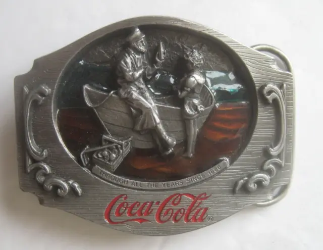 Vintage Coca-Cola Enamel & Pewter Belt Buckle Since 1886 Siskiyou 1990 USA