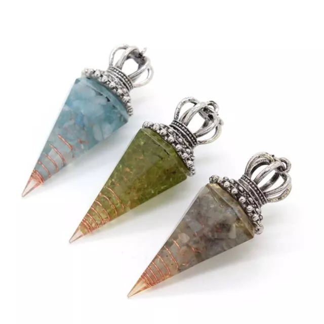 Natural Healing Crystal Pendulum Amethyst Rose Quartz Reiki Chakra Stone Pendant 2