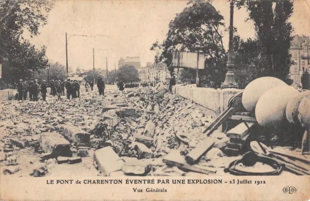Cpa 94 Le Pont De Charenton Eventre Par Une Explosion 1912