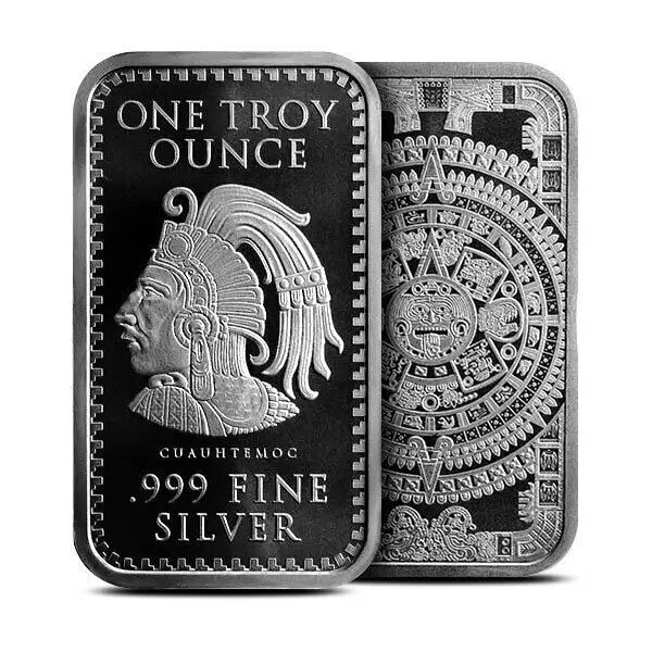 1 oz .999 Fine Silver Aztec Calendar Silver Bar - IN STOCK!!