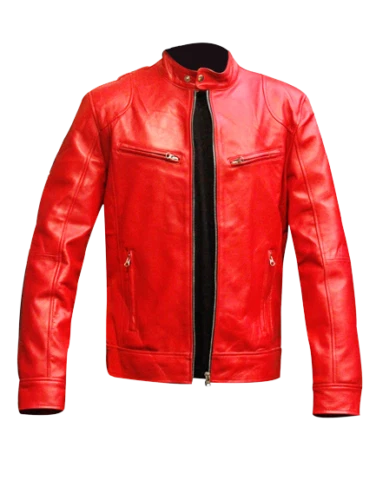 Giacca In Vera Pelle Da Uomo Moto Vintage Cafe Racer Casual Slim Fit Biker