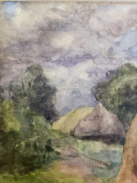 Antique French Watercolour Haystacks Circa 1930 Unsigned
