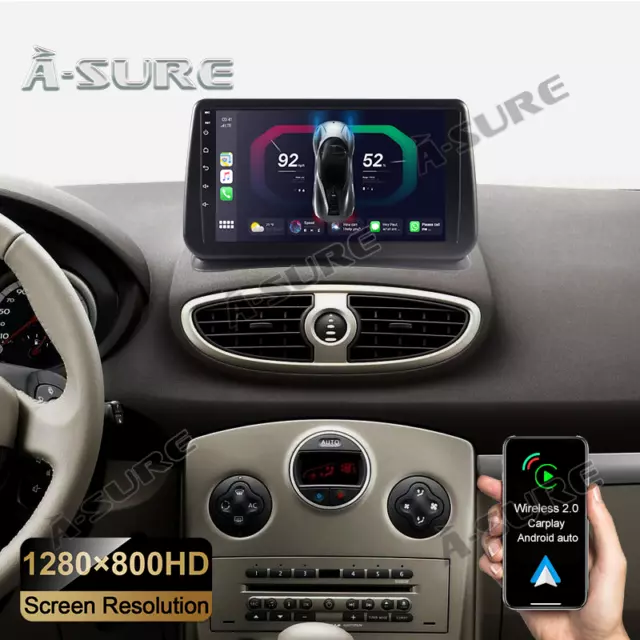 Android 12 2+32GB Autoradio Navi Carplay DAB+ SWC für RENAULT CLIO MK3 2005-2011