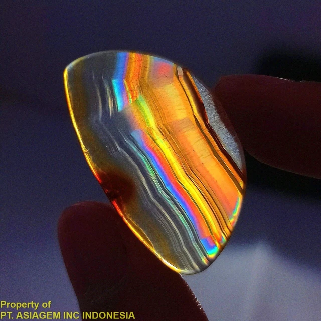17ct 'A' Grade Rainbow IRIS AGATE ~Multi-Color Fire~ 1-of-a-kind ~100% Natural