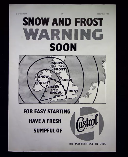Wakefield Castrol Oil - 1954 Original Press Cutting Advertisement - F113