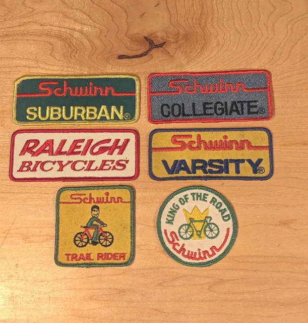 Vintage Schwinn Bike Patches Lot Collegiate Suburban Varsity MTB patch Raleigh