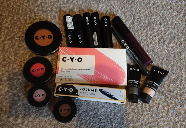 New CYO MAKE-UP Cosmetic BUNDLE of 15 Items Contour Palette, Lipstick, Eyeshadow