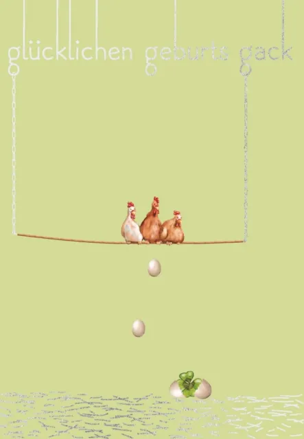 Postkarte Spruch Geburtstag 3 Hühner auf Stange, Glücklichen Geburts-gack