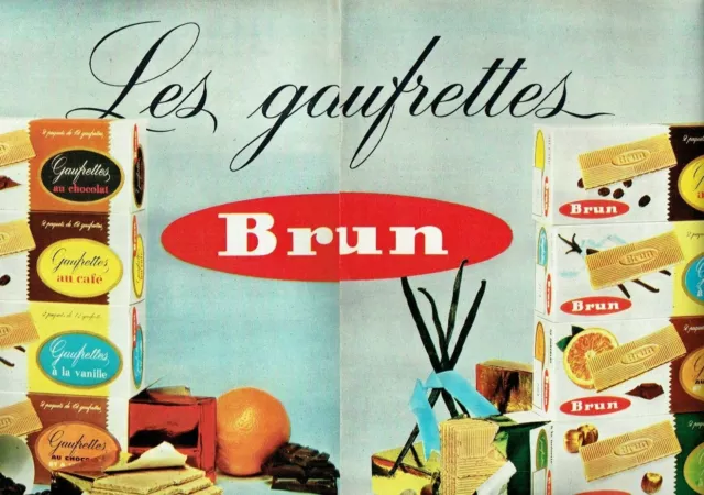 publicité Advertising 1220 1966  les gaufrettes Brun   2 pages gateaux biscuits