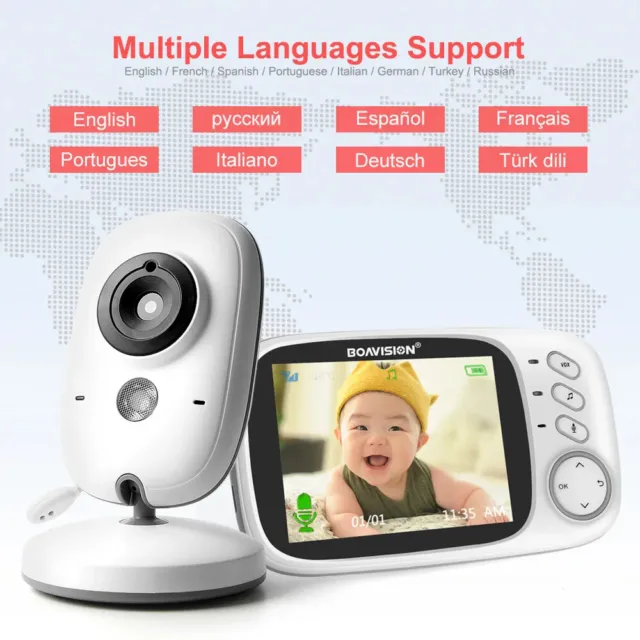 New Baby Monitor Camera Audio Video Night Vision Wireless Digital 3.2Inch LCD AU