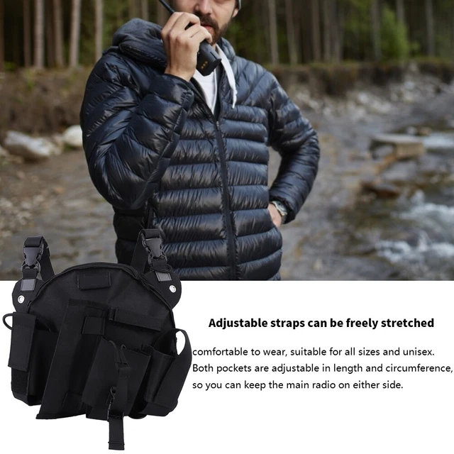Radio Harness Chest Front Pack Pouch Holster Walkie Talkie Vest Rig Carry Ba FS0