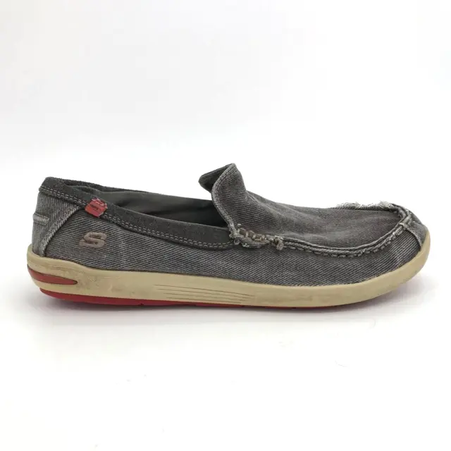SKECHERS MENS SPENCER Slip-On Shoes Relaxed Fit Gray Canvas Memory Foam ...